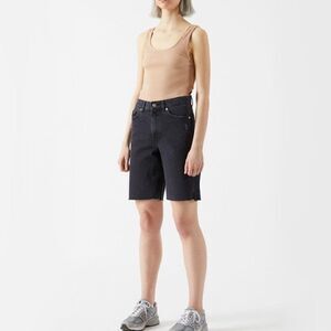 Dr. Denim charcoal black Highway stitch shorts with wild leg